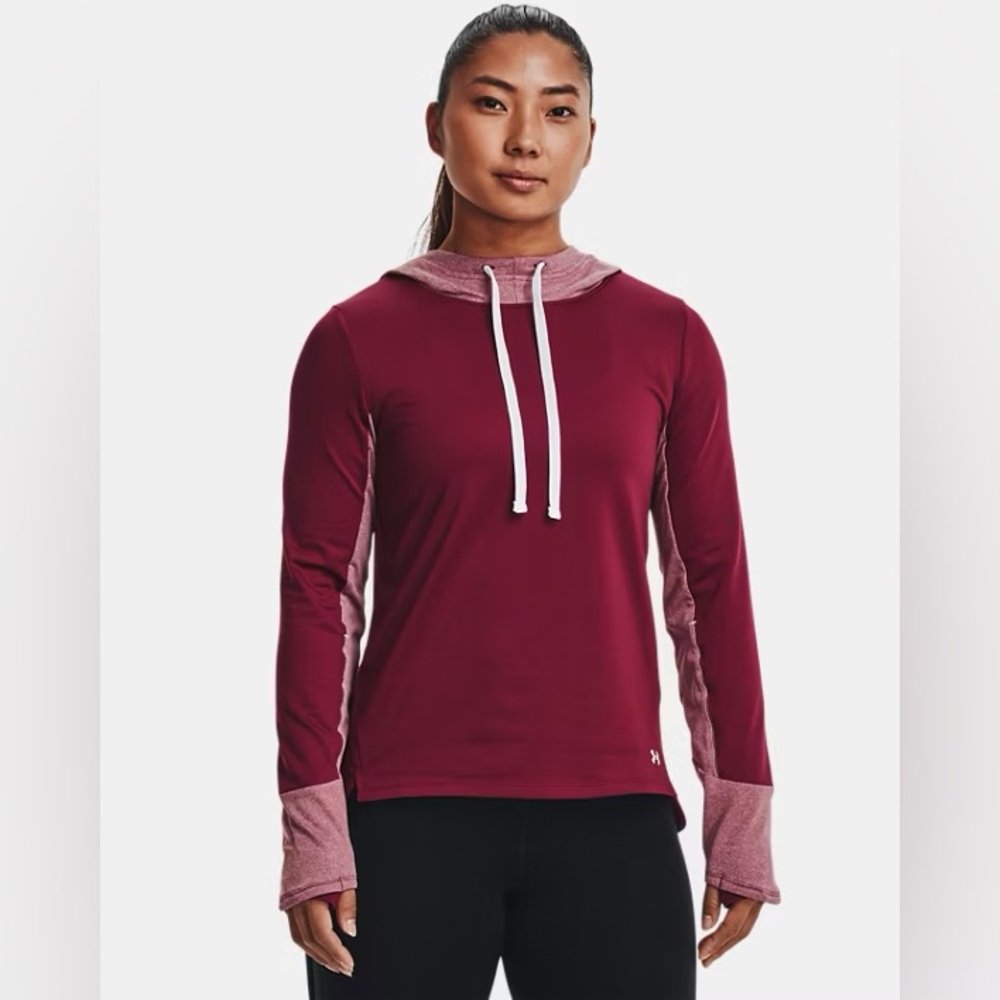 Under Armour Women’s ColdGear Hoodie Burgundy Small Contrast Panels
